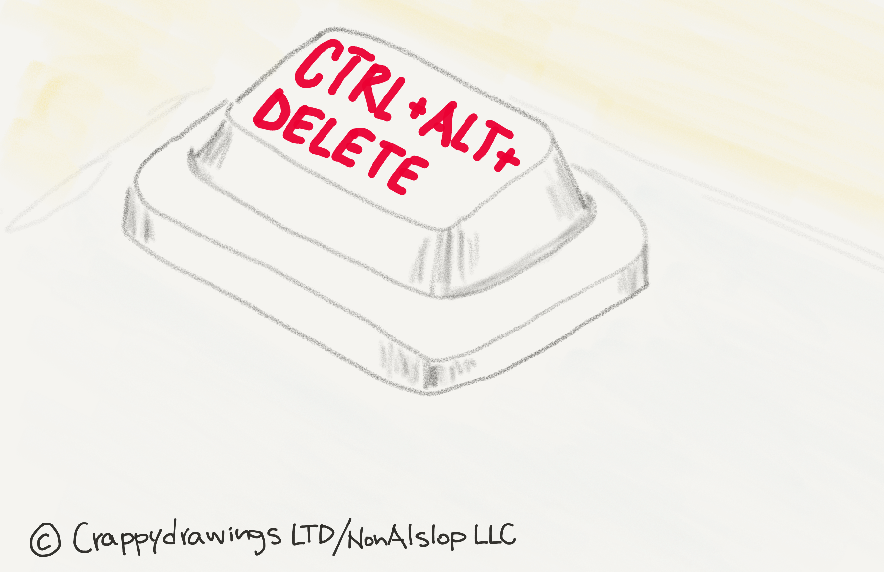 A sketch of a single keyboard button which combines the three buttons Ctrl-Alt-Delete